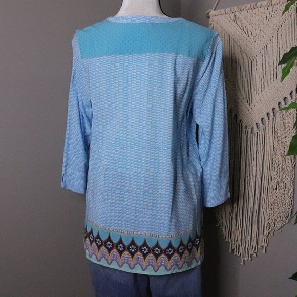 J.Jill| Printed Lace Front Tunic Blouse‎ - Picture 4 of 8